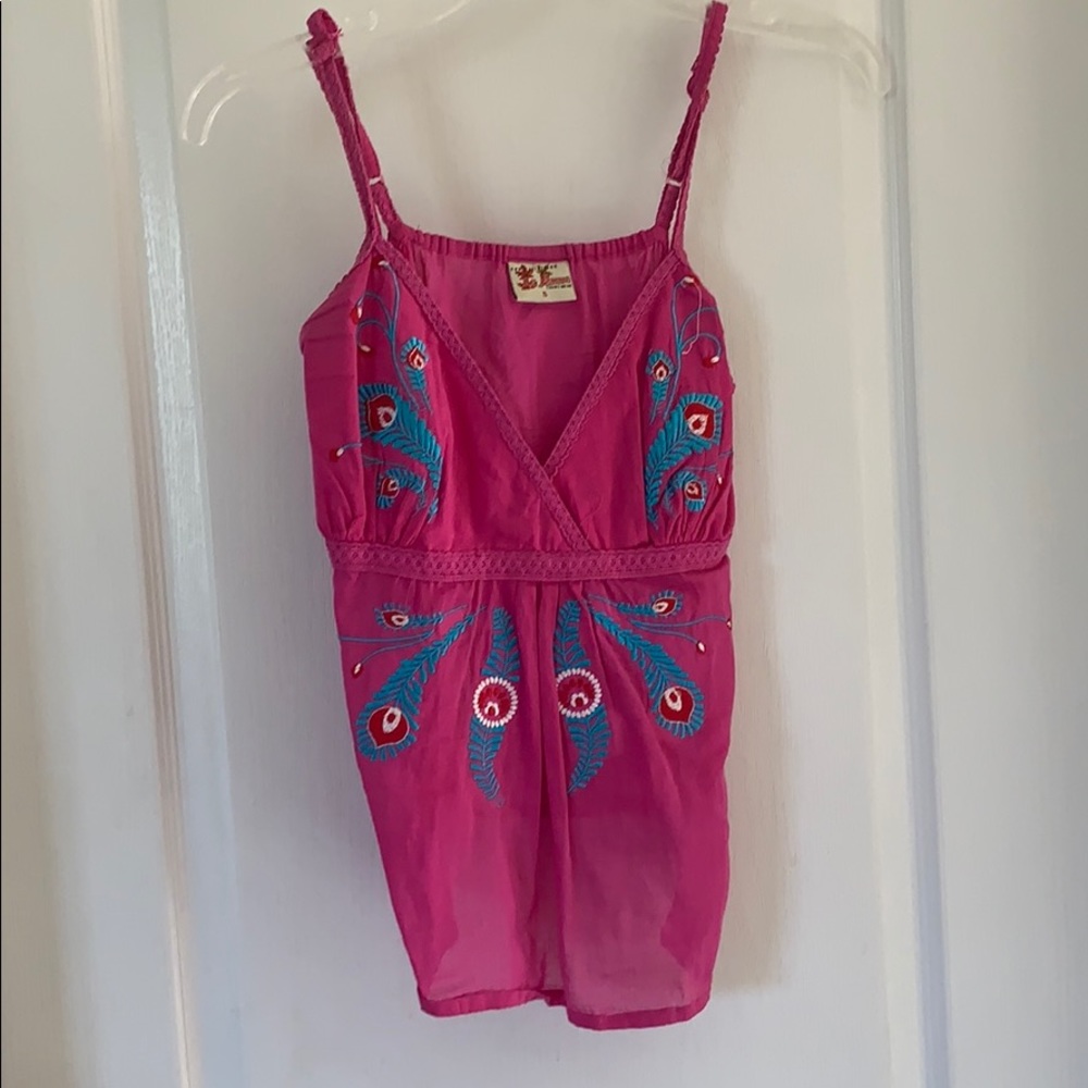 Bright pink tie back tank